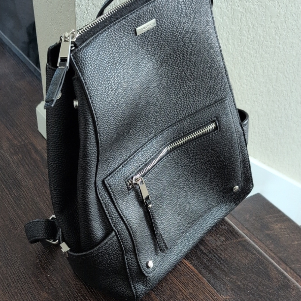 Aldo Black Leather Backpack